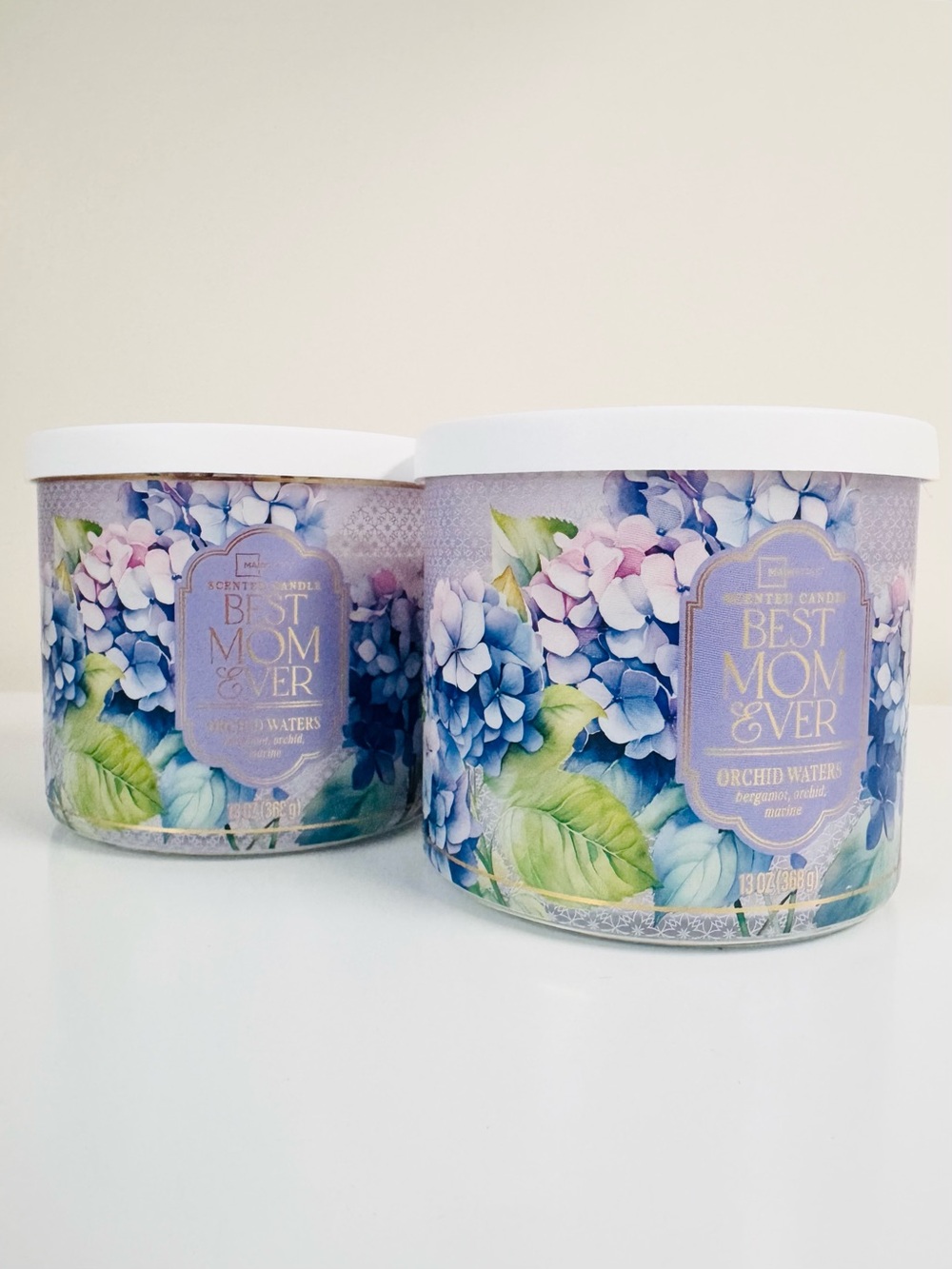Mainstays Best Mom 3-Wick Candles Orchid Waters 13oz, Lot of Two NWT - Picture 3 of 10